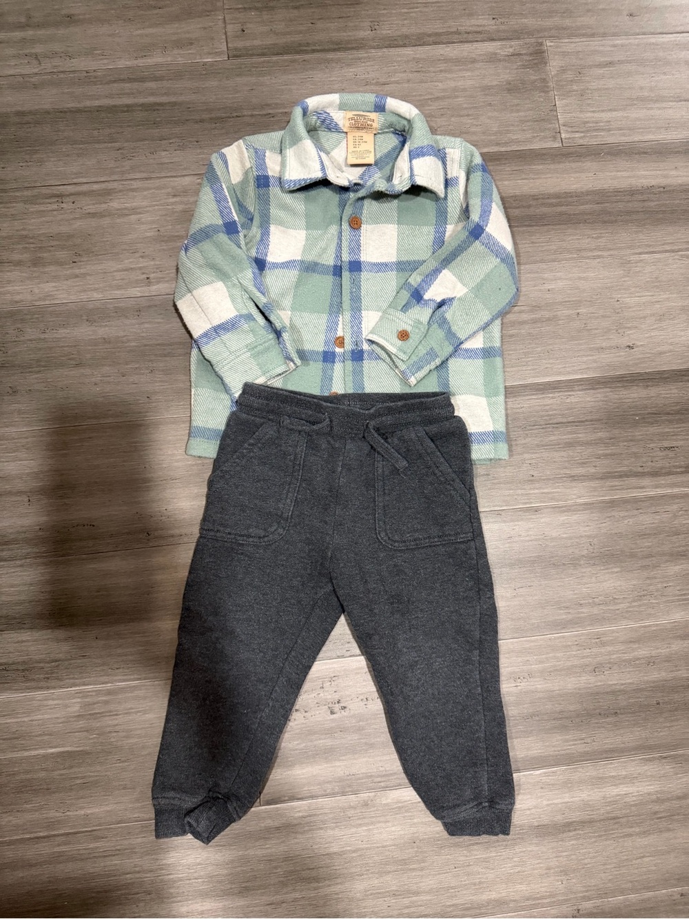 Telluride Clothing Company Kids Green Flannel with Charcoal Fleece Joggers
